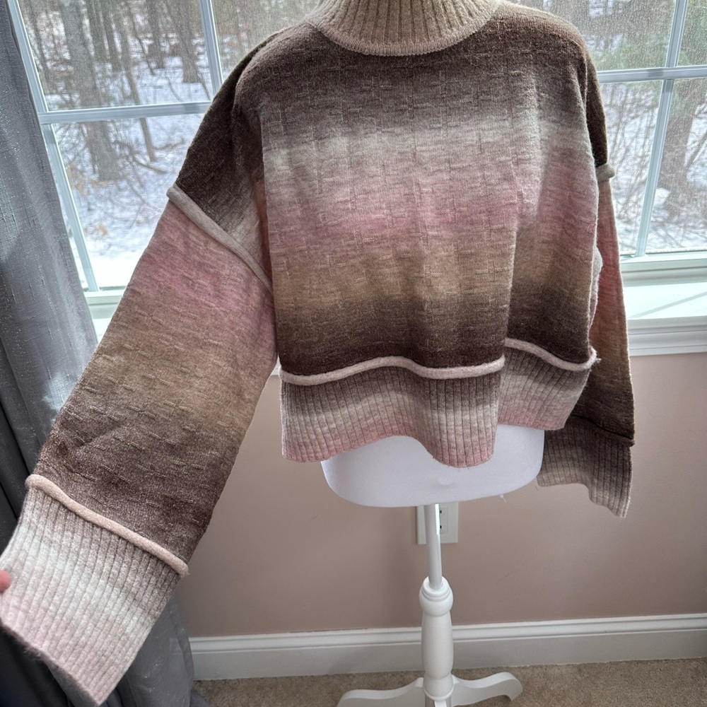 Pilcro Gradient Knit Sweater - Pink and Brown NWOT